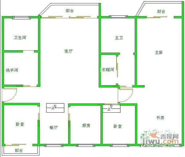 丽都花园3室2厅2卫1380㎡户型图