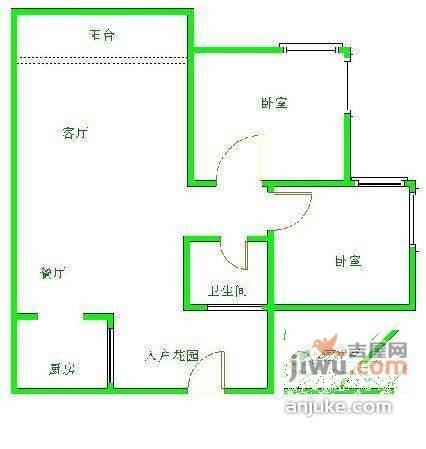 浅水半岛B区2室2厅2卫94㎡户型图