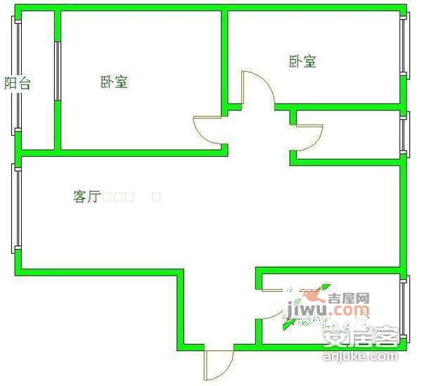 浅水半岛B区2室2厅1卫94㎡户型图