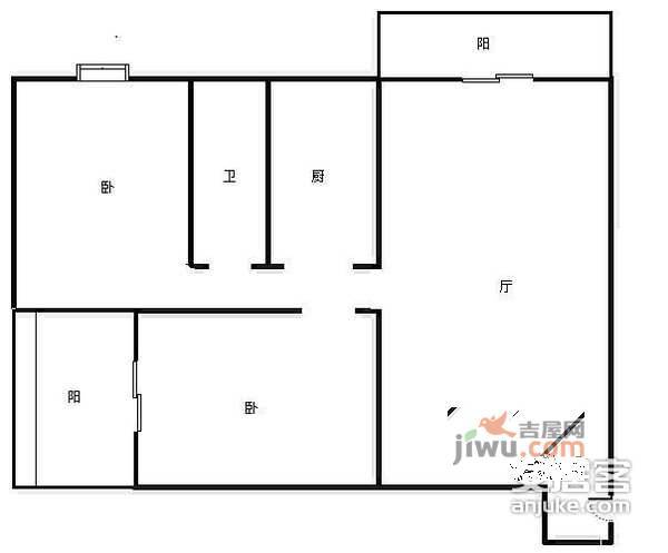 瑞升望江橡树林南院2室1厅1卫103㎡户型图