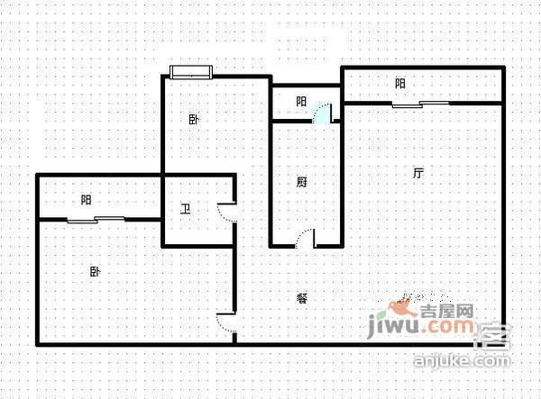 瑞升望江橡树林南院2室2厅1卫92㎡户型图