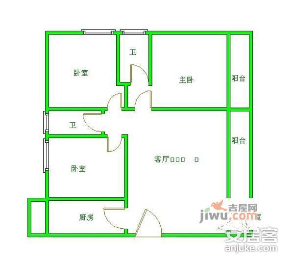 浅水半岛B区3室2厅1卫107㎡户型图