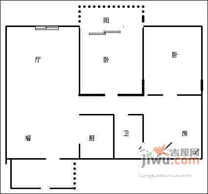 瑞升望江橡树林南院2室2厅1卫92㎡户型图