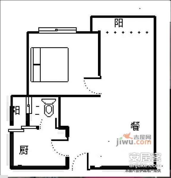 瑞升望江橡树林南院1室1厅1卫62㎡户型图