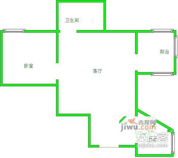 浅水半岛B区1室1厅1卫68㎡户型图