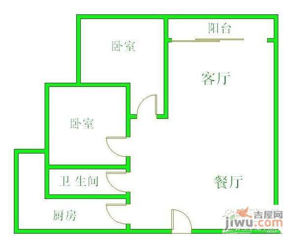 粼江峰阁2室2厅1卫138㎡户型图