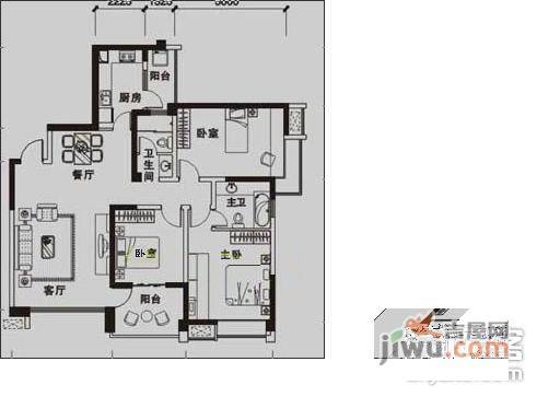 粼江峰阁3室2厅2卫170㎡户型图