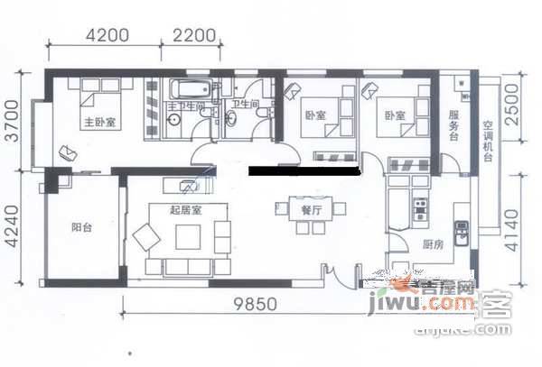 粼江峰阁3室2厅2卫170㎡户型图