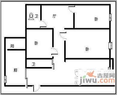 千居朝阳2室1厅1卫户型图