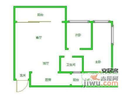 千居朝阳2室2厅1卫91㎡户型图