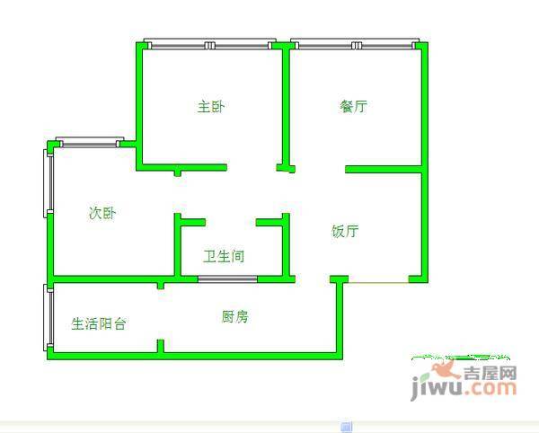 千居朝阳2室1厅1卫户型图