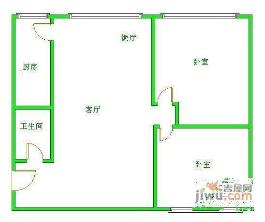 华侨城纯水岸三期2室2厅1卫88㎡户型图