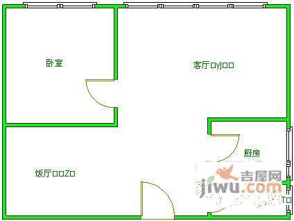 华宇锦城名都A区1室2厅1卫60㎡户型图