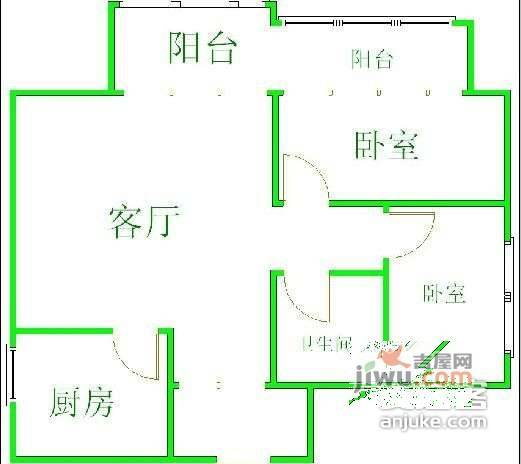 富丽碧蔓汀2室1厅1卫68㎡户型图