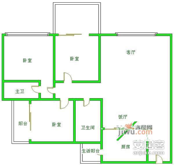 财富又一城3室2厅2卫137㎡户型图