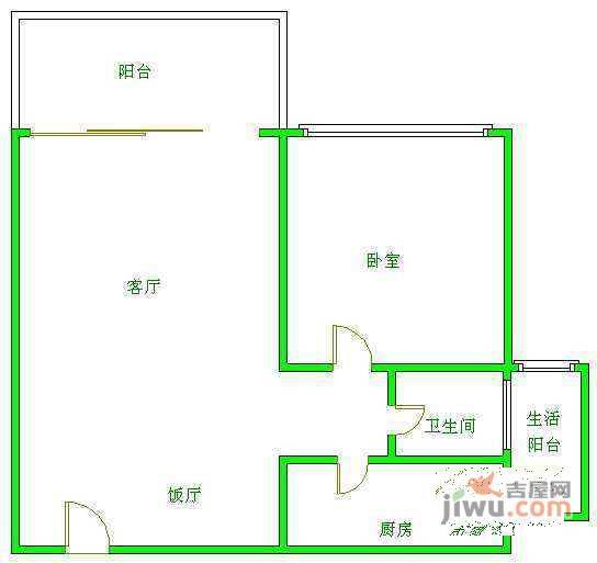 财富又一城1室1厅1卫68㎡户型图