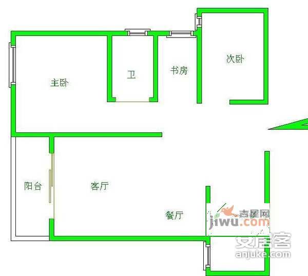 卓锦城1期3室2厅1卫138㎡户型图