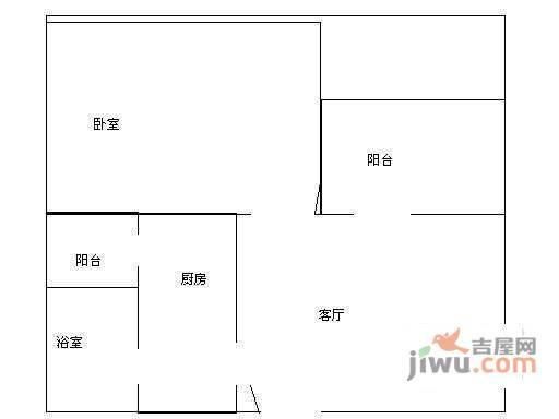 华润翡翠城4期1室1厅1卫51㎡户型图