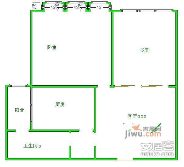 上锦颐园佳境2室1厅1卫91㎡户型图