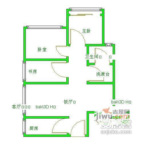 丽景华庭1期3室2厅1卫105㎡户型图