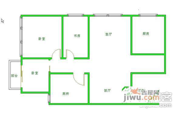 丽景华庭1期3室2厅1卫105㎡户型图