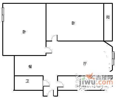 丽景华庭1期2室2厅1卫104㎡户型图