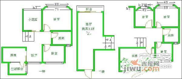 丽景华庭1期4室2厅2卫210㎡户型图