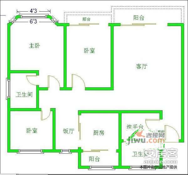 丽景华庭1期3室2厅2卫154㎡户型图