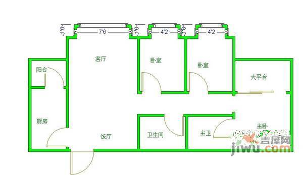 蜀都花园3室2厅2卫222㎡户型图