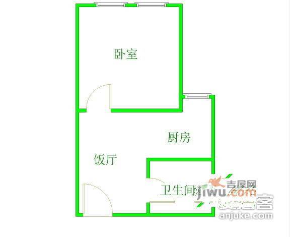 蜀都花园1室1厅1卫70㎡户型图