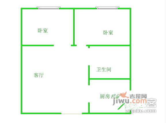 蜀都花园2室1厅1卫105㎡户型图