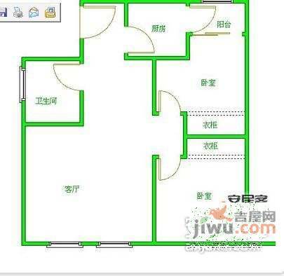 蜀都花园2室1厅1卫105㎡户型图