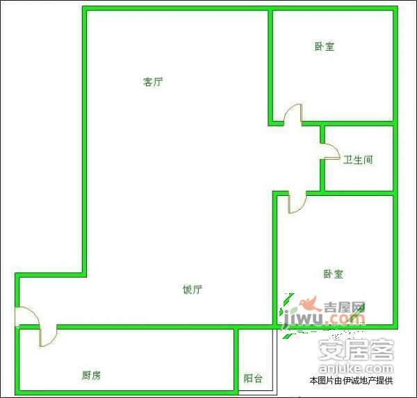 蜀都花园2室2厅1卫137㎡户型图