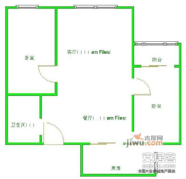 蜀都花园2室1厅1卫105㎡户型图