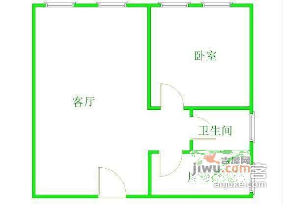 蜀都花园1室2厅1卫90㎡户型图