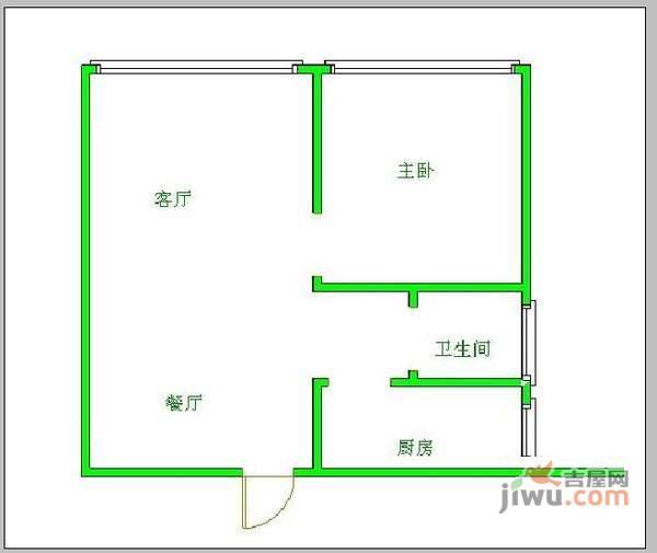 蜀都花园1室2厅1卫90㎡户型图