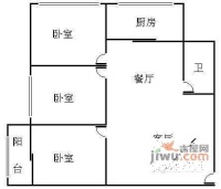 天鹅湖花园3室1厅1卫107㎡户型图