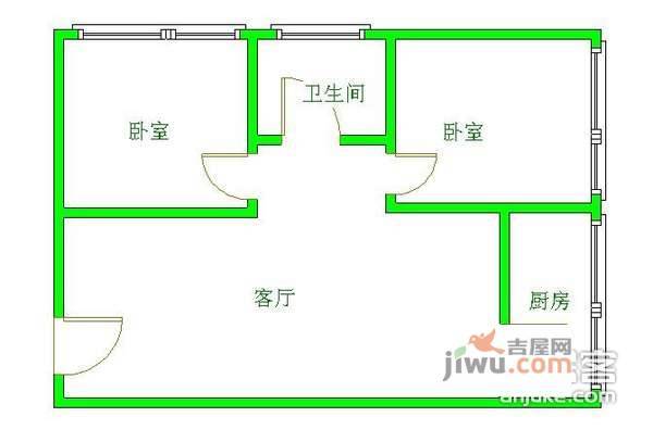 桃蹊路小区2室1厅1卫58㎡户型图