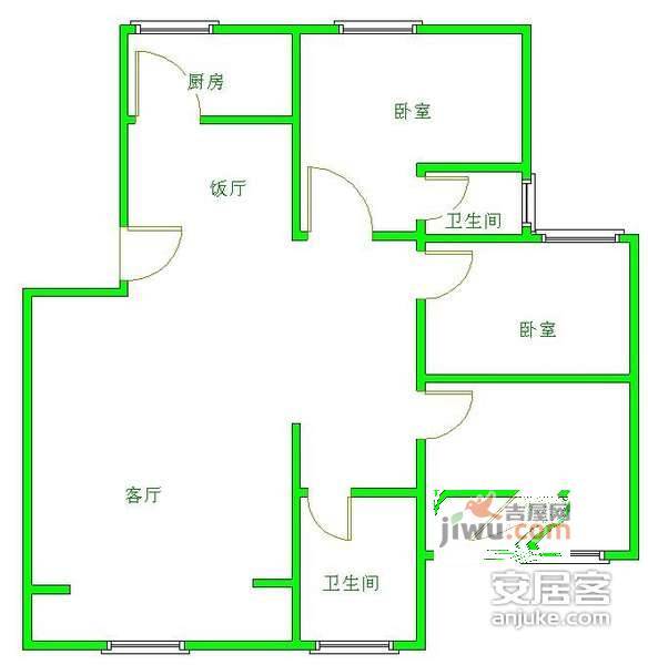 怡欣苑3室2厅2卫123㎡户型图