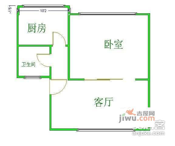 中央花园1室1厅1卫42㎡户型图