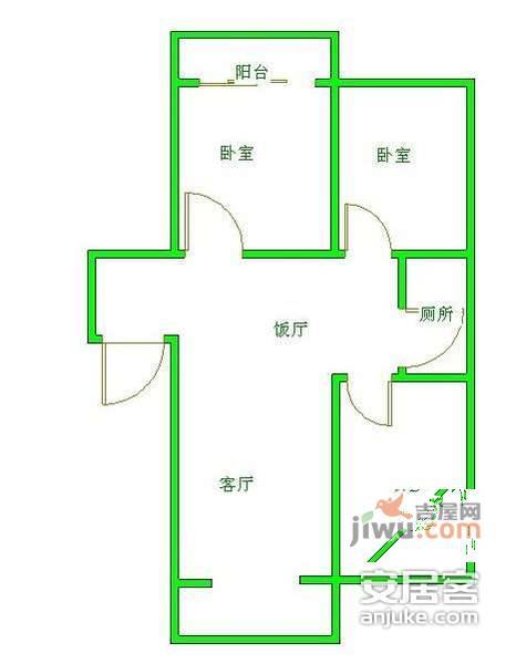 香榭里公交苑2室1厅1卫86㎡户型图