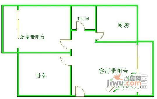 化八院2室1厅1卫80㎡户型图