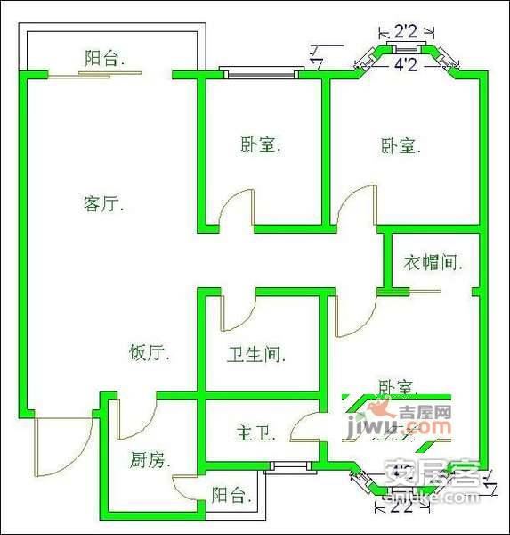 新空间花园3室2厅2卫133㎡户型图