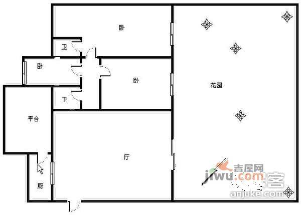 鼓楼世家3室2厅2卫117㎡户型图