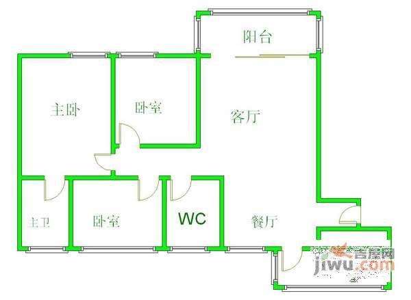 鼓楼世家3室2厅2卫117㎡户型图