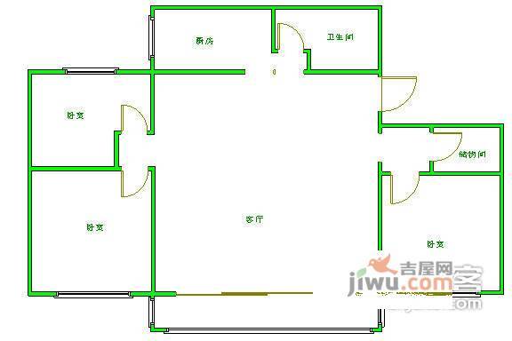 交大花园3室2厅1卫90㎡户型图