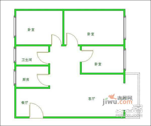 榕苑3室2厅2卫138㎡户型图