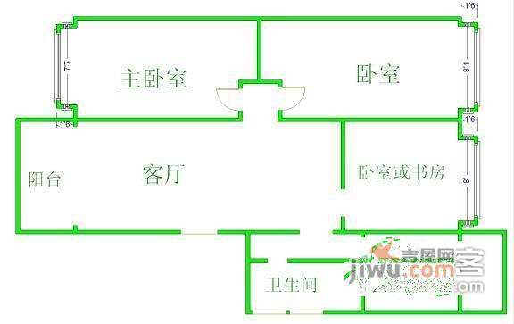 榕苑3室2厅1卫92㎡户型图