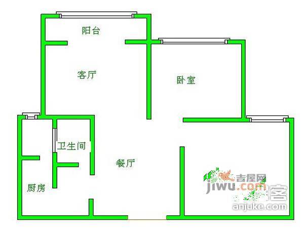 西子香荷2室2厅1卫95㎡户型图