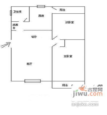 大庆蜀苑2室2厅1卫88㎡户型图